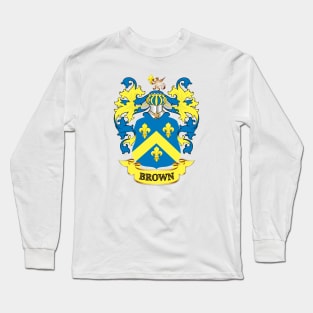 Brown Family Name Crest Long Sleeve T-Shirt